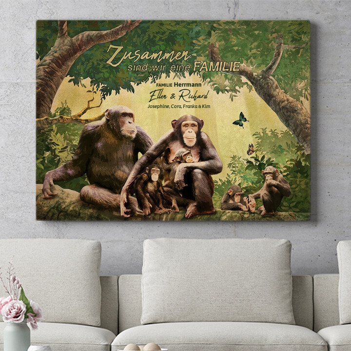 Personalisiertes Wandbild Affenfamilie