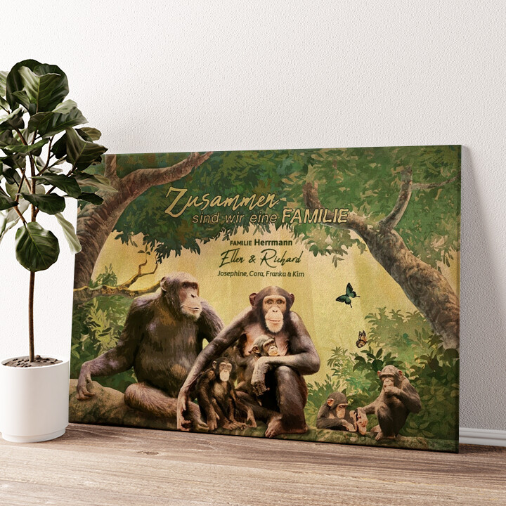 Leinwandbild personalisiert Affenfamilie