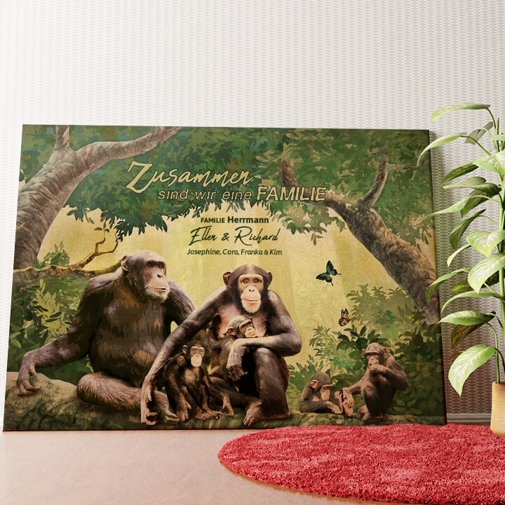 Affenfamilie Wandbild personalisiert