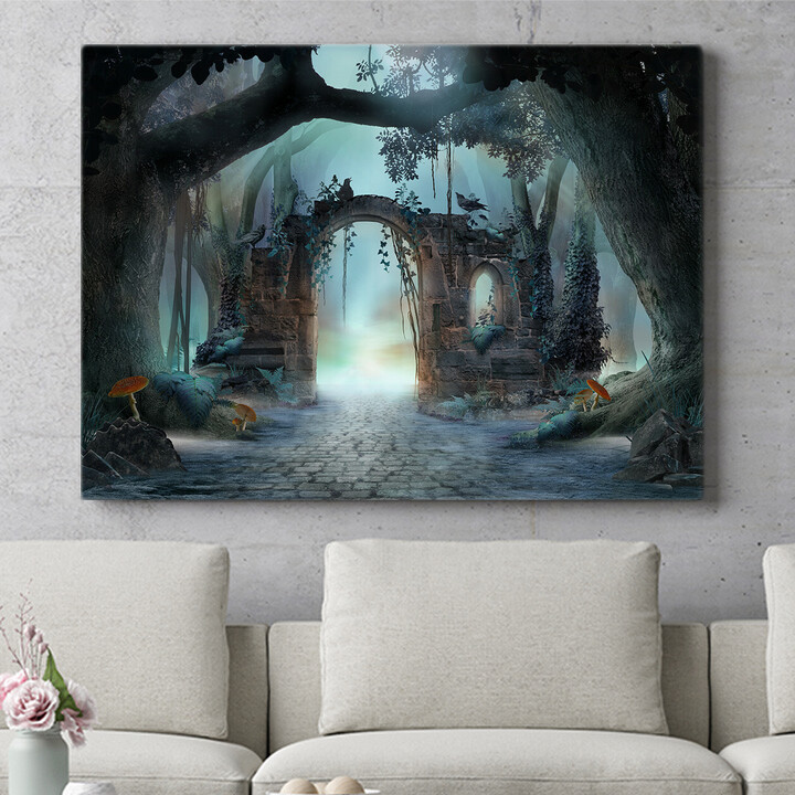 Personalisiertes Wandbild Fantasy Wald mit Torbogen