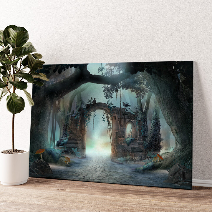 Leinwandbild personalisiert Fantasy Wald mit Torbogen