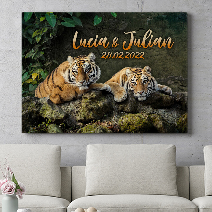 Personalisiertes Wandbild Tigerpaar