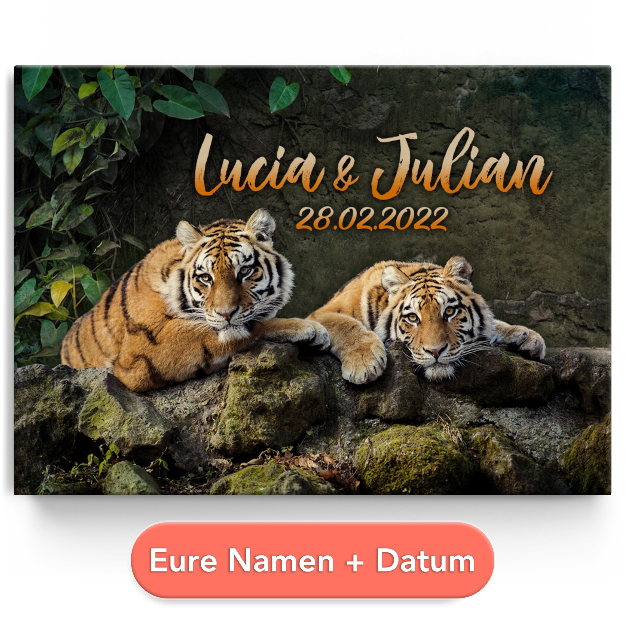 Personalisiertes Leinwandbild Tigerpaar