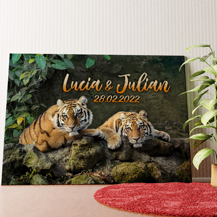 Tigerpaar Wandbild personalisiert