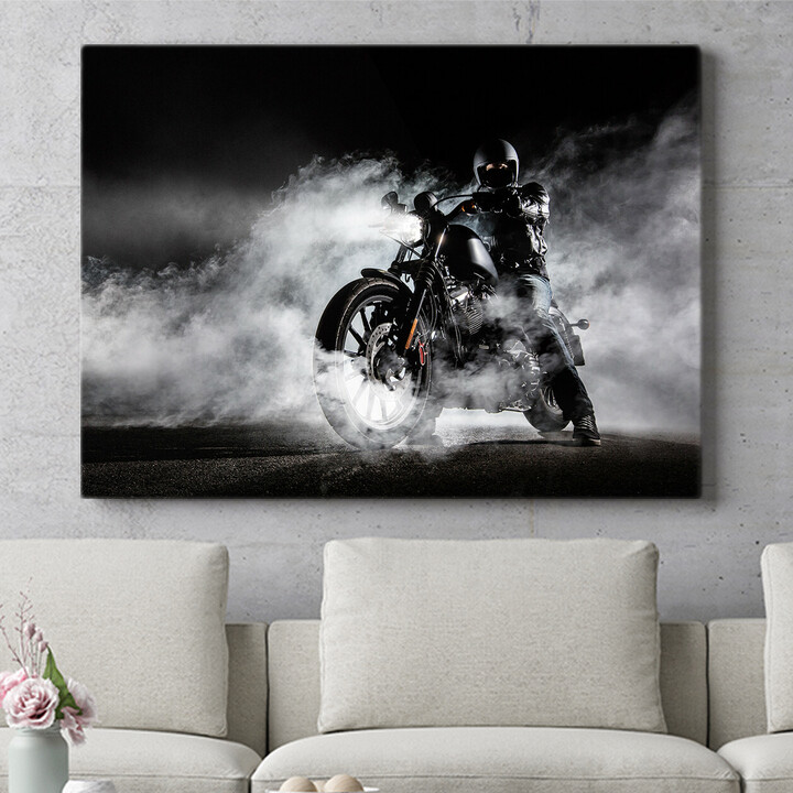 Personalisiertes Wandbild Motorrad im Nebel