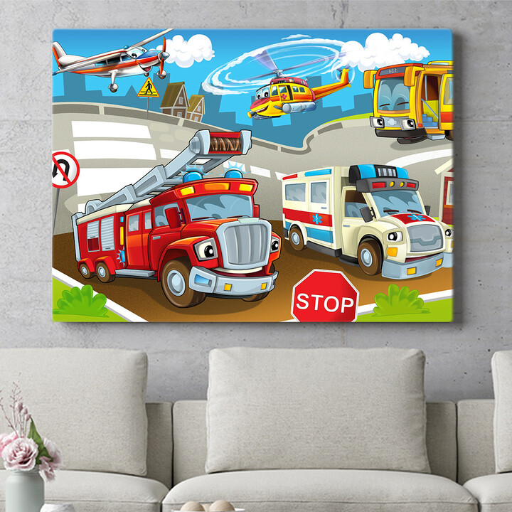 Personalisiertes Wandbild Cartoon Feuerwehr