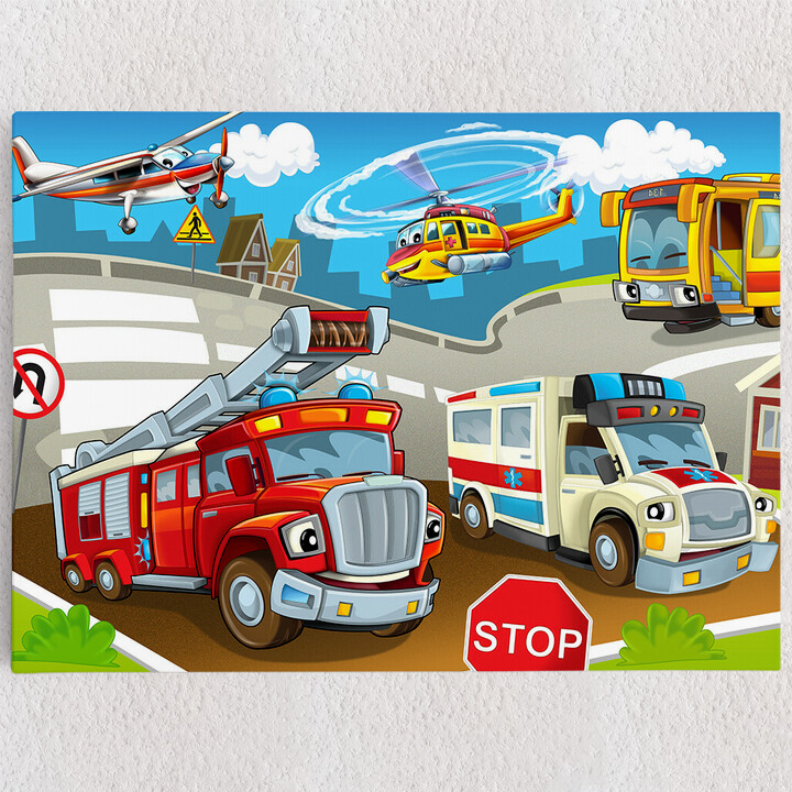 Personalisiertes Leinwandbild Cartoon Feuerwehr