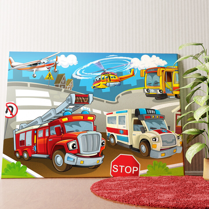 Cartoon Feuerwehr Wandbild personalisiert
