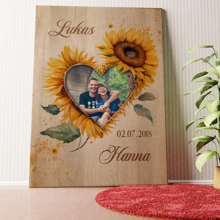 Sonnenblumenliebe Wandbild personalisiert