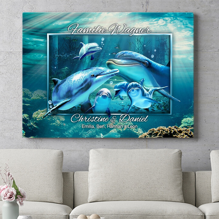 Personalisiertes Wandbild Delfinfamilie