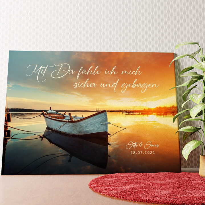 Geborgenheit - Personalisierbares Leinwandbild | Liebesleinwand.de