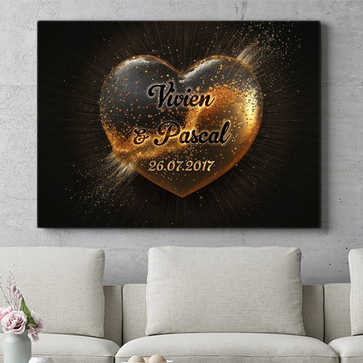 Personalisiertes Wandbild Goldene Liebe