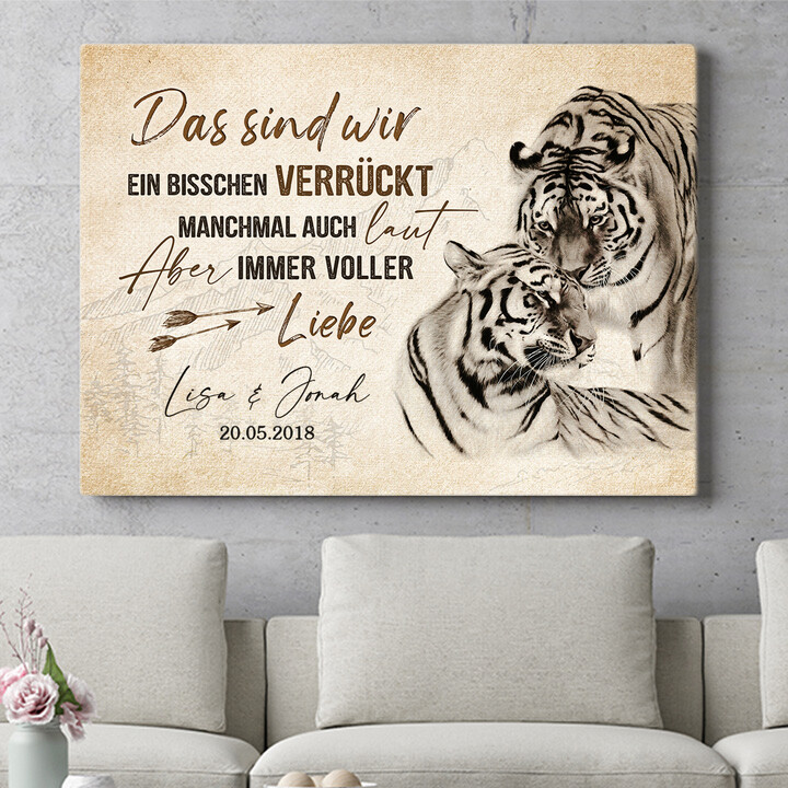 Personalisiertes Wandbild Tigerliebe