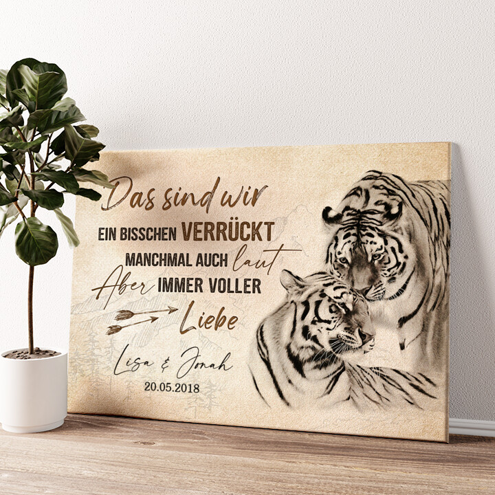 Leinwandbild personalisiert Tigerliebe