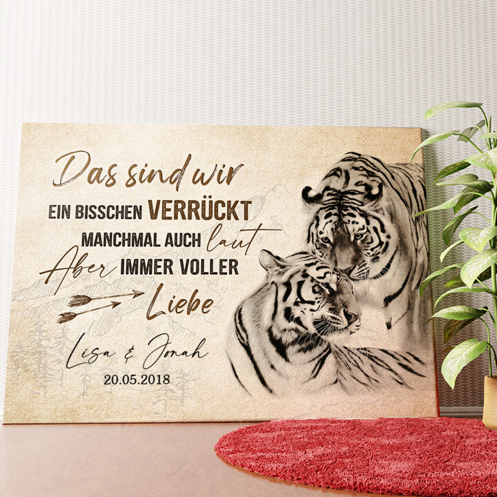 Tigerliebe Wandbild personalisiert