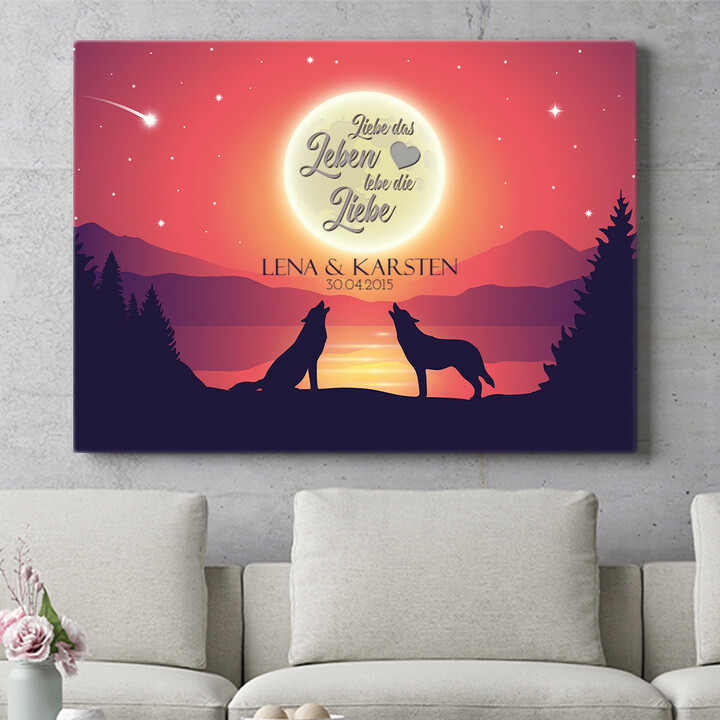Personalisiertes Wandbild Liebe im Mondschein