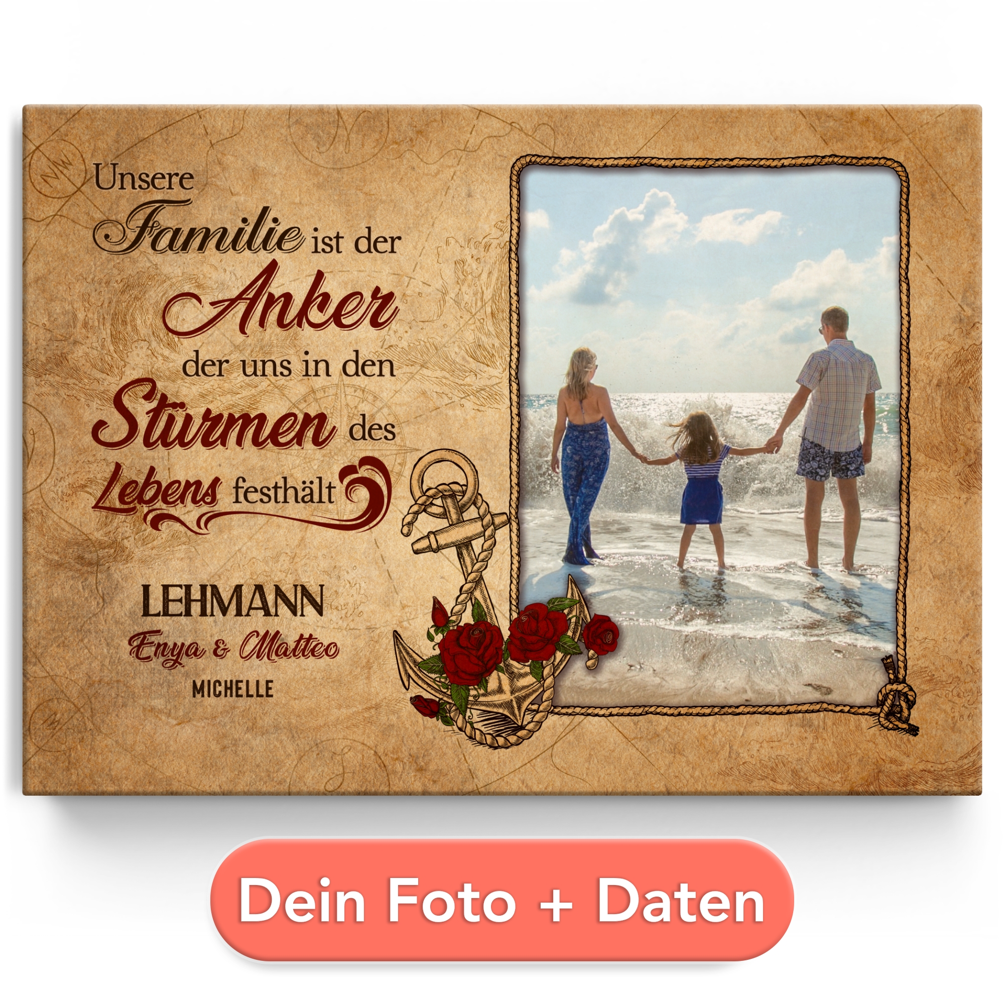 Anker der Familie Personalisierbares Leinwandbild Liebesleinwand.de