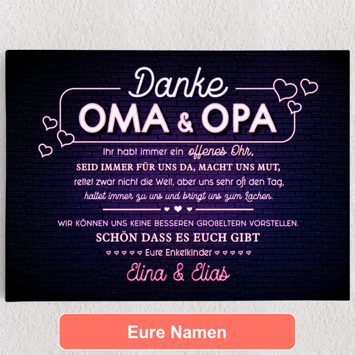 Personalisiertes Leinwandbild Oma & Opa sind immer da