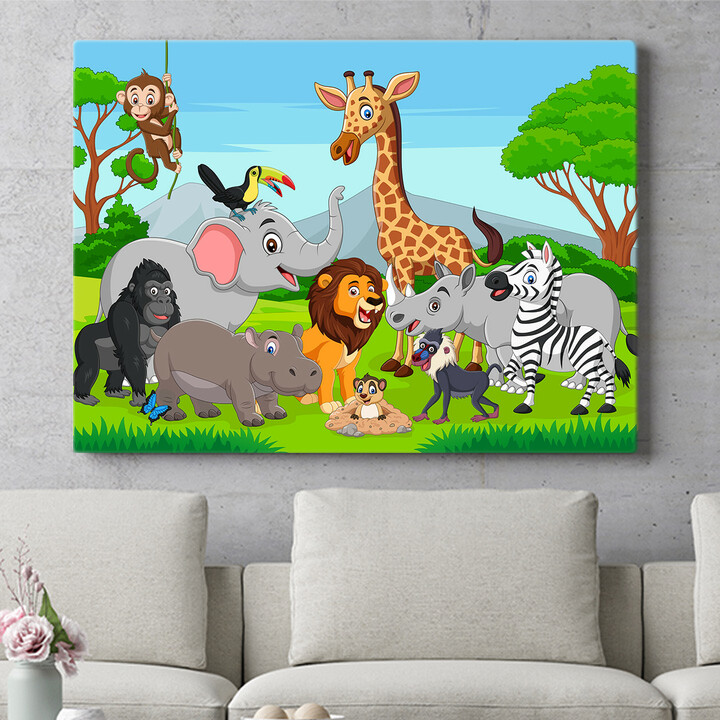 Personalisiertes Wandbild Cartoon Tiere