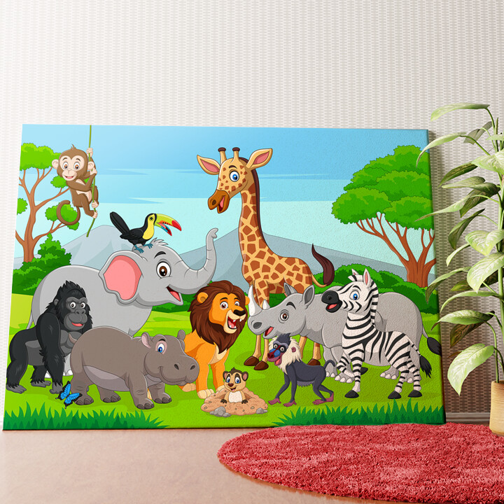 Cartoon Tiere Wandbild personalisiert