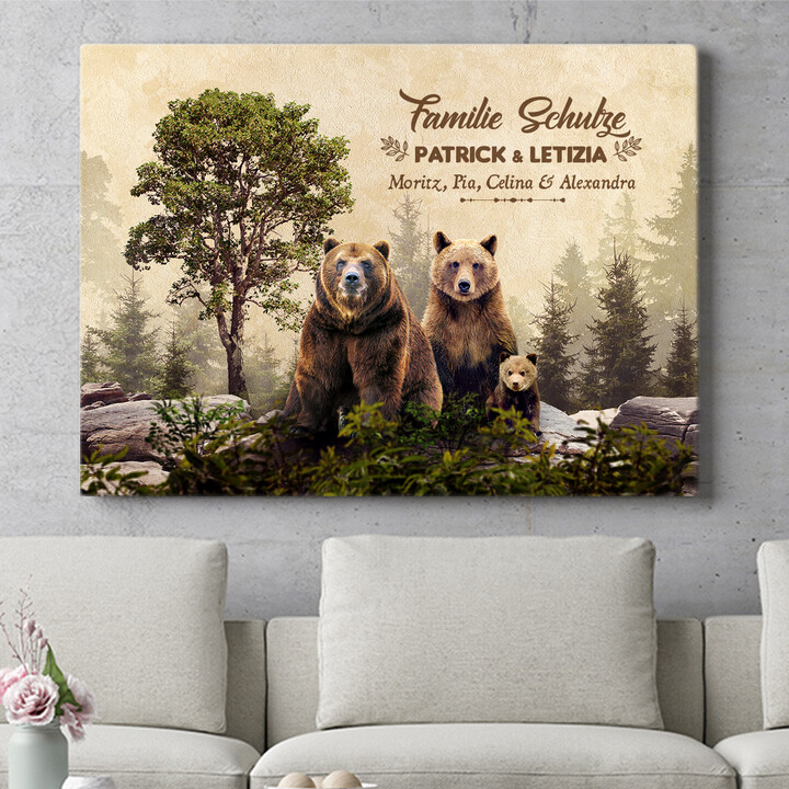 Personalisiertes Wandbild Bärenfamilie