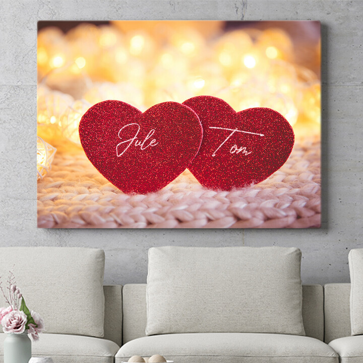Personalisiertes Wandbild Couple Hearts