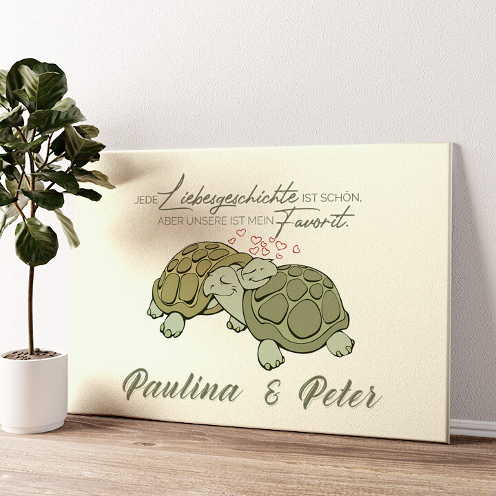 Leinwandbild personalisiert Turtle Love