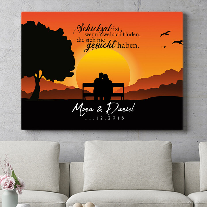 Personalisiertes Wandbild Sunset Bench