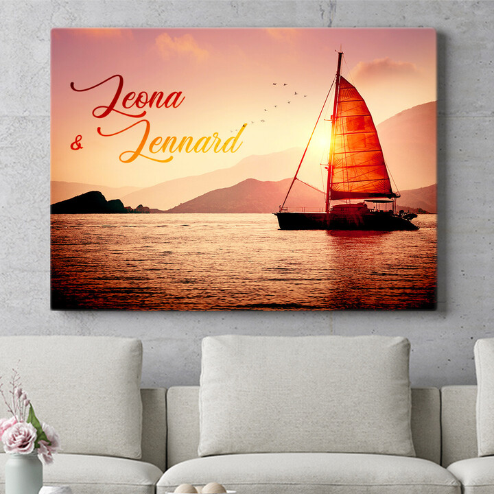 Personalisiertes Wandbild Sailing Love