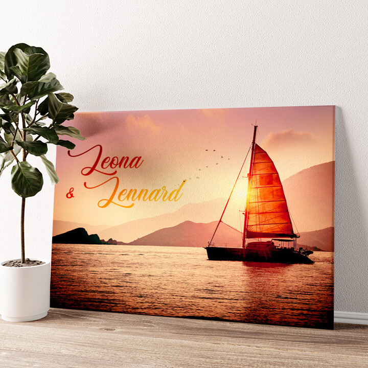 Leinwandbild personalisiert Sailing Love