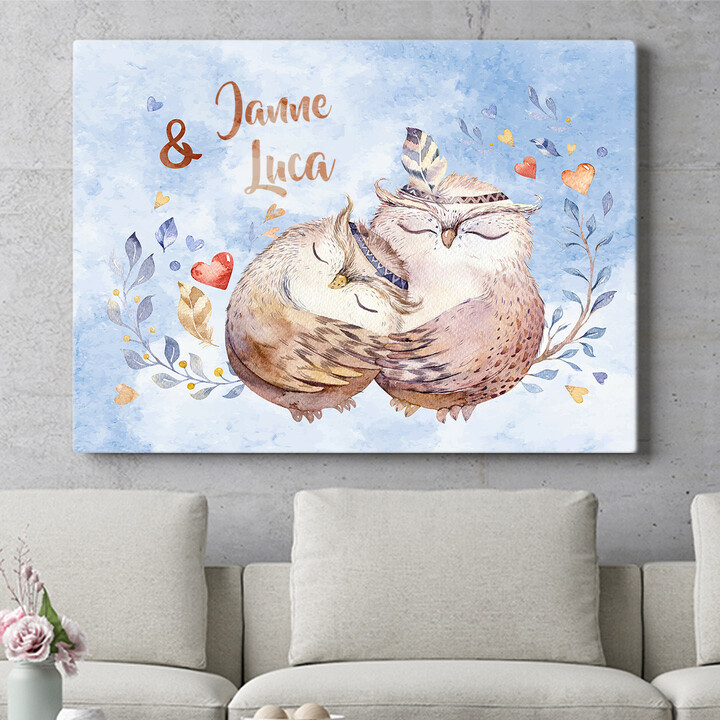 Personalisiertes Wandbild Cuddle Owls