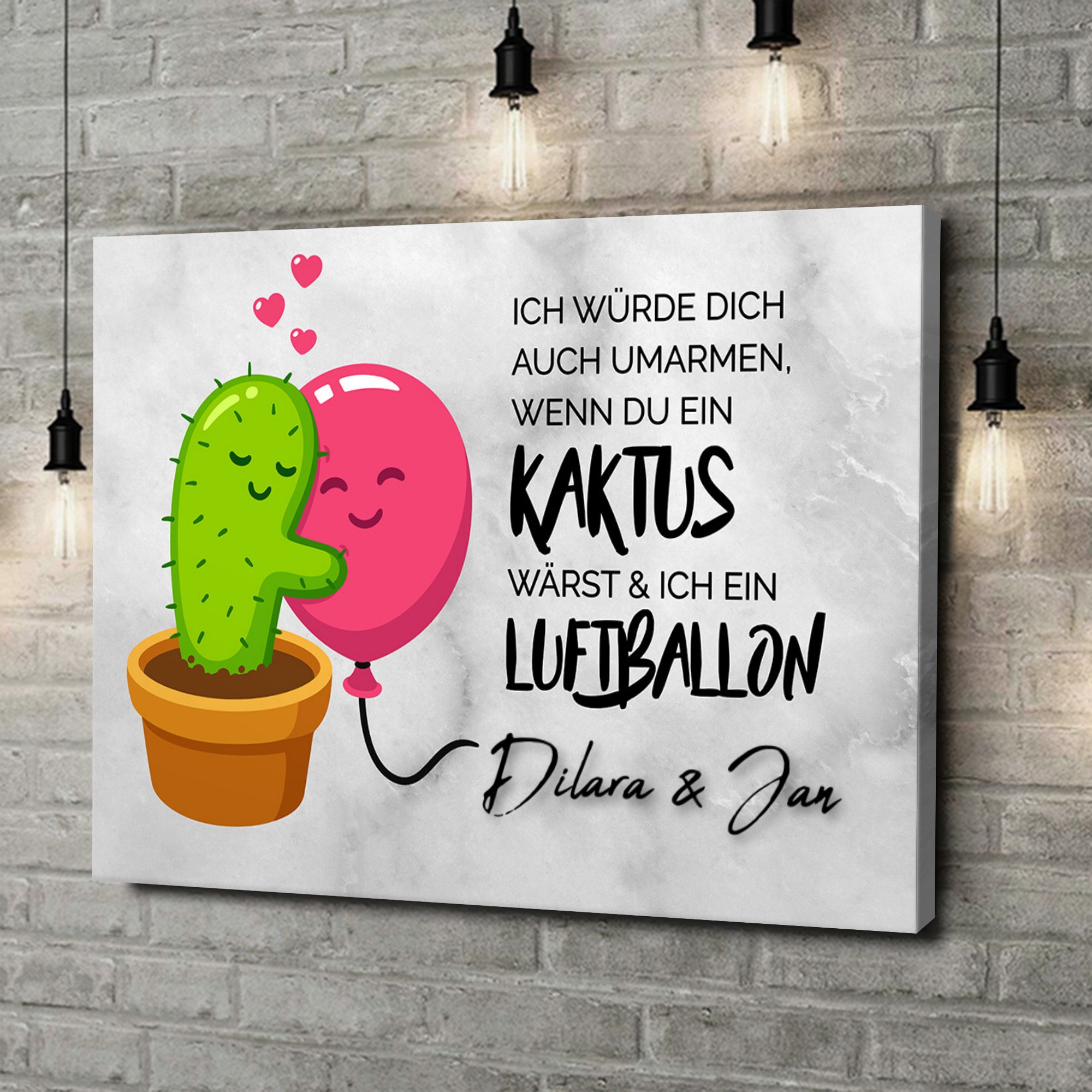 Liebesleinwand als Geschenk Cactus Balloons