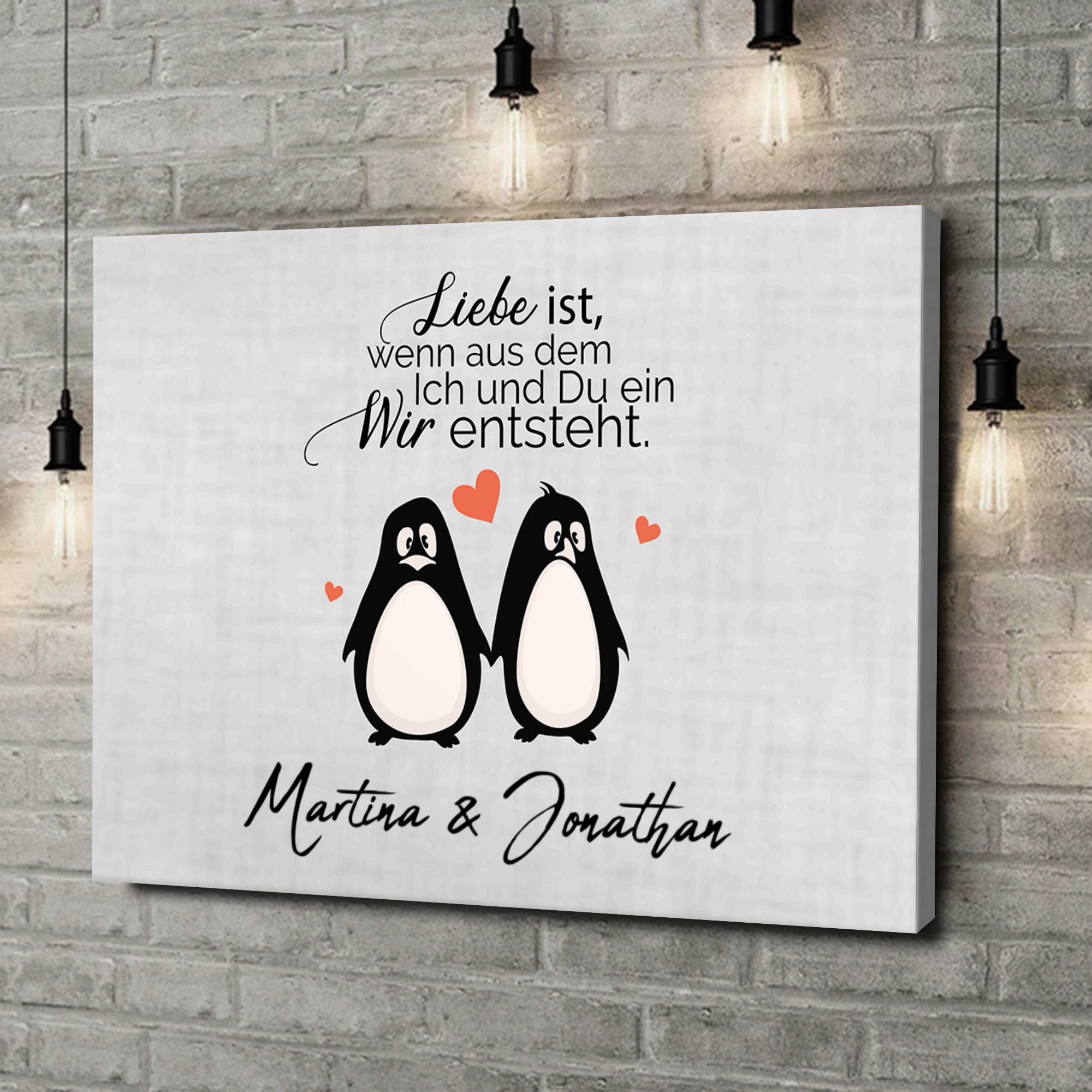 Liebesleinwand als Geschenk Twosome Penguins