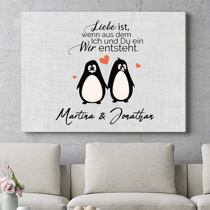 Personalisiertes Wandbild Twosome Penguins