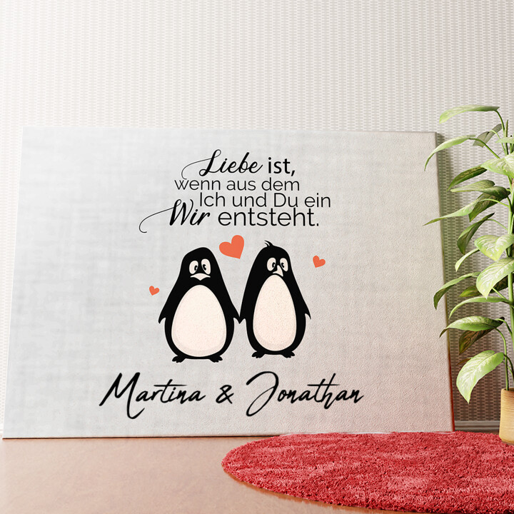 Twosome Penguins Wandbild personalisiert