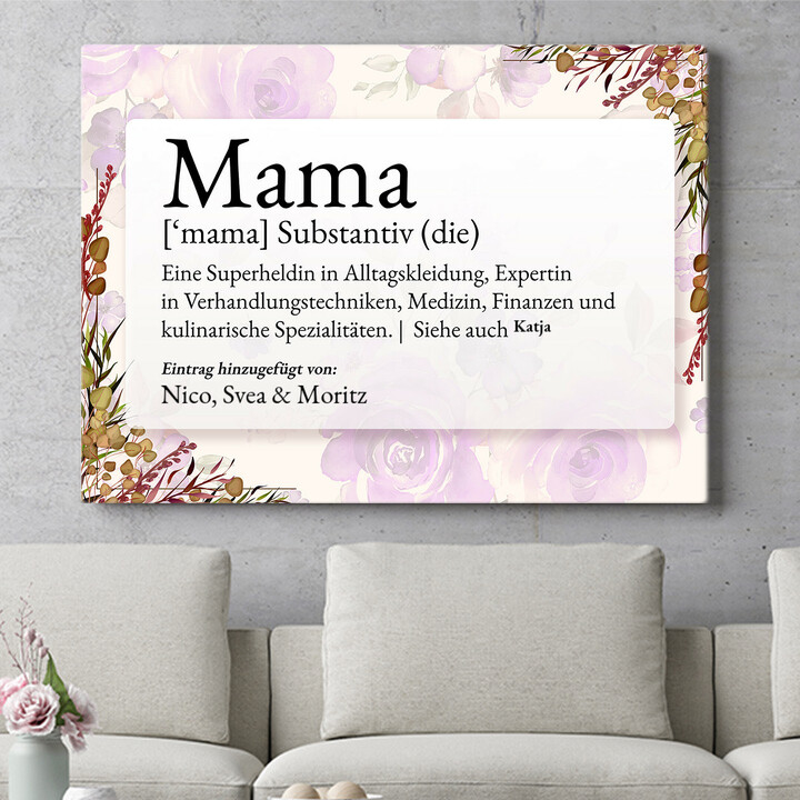 Personalisiertes Wandbild Mama Definition