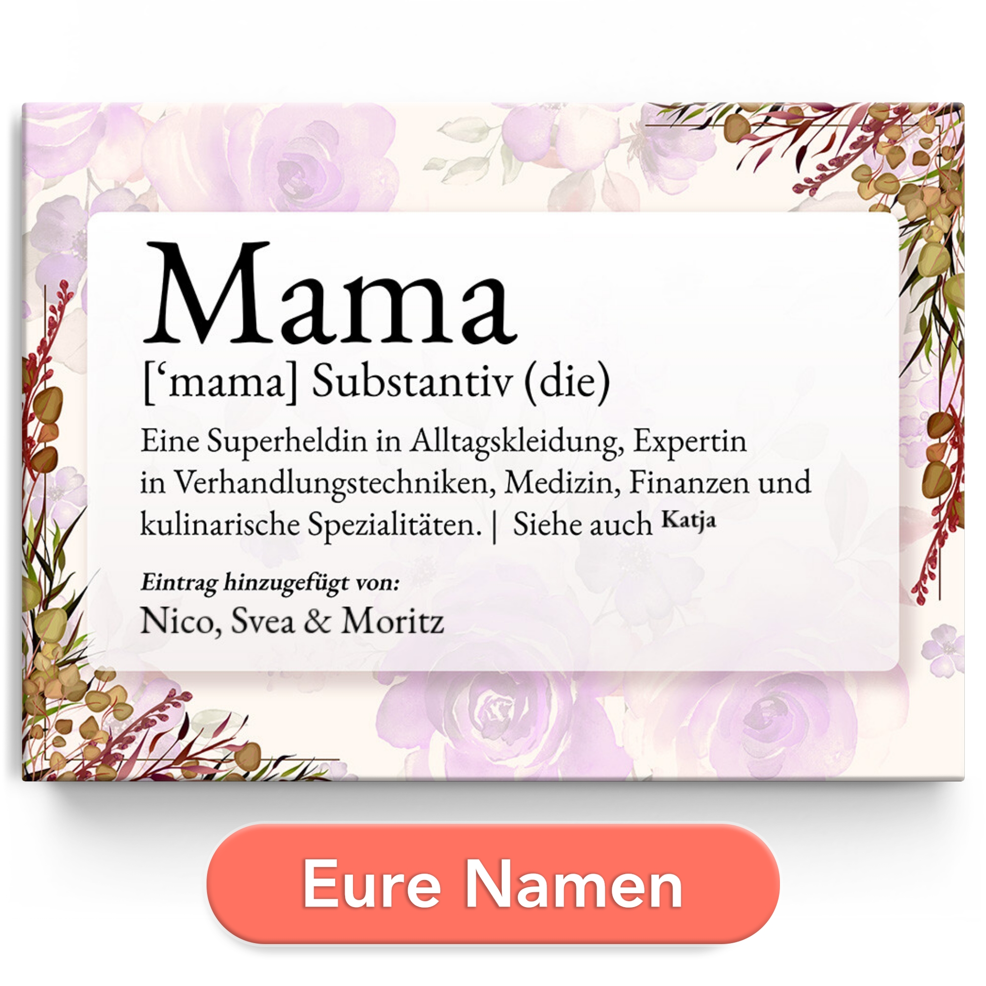 Personalisiertes Leinwandbild Mama Definition