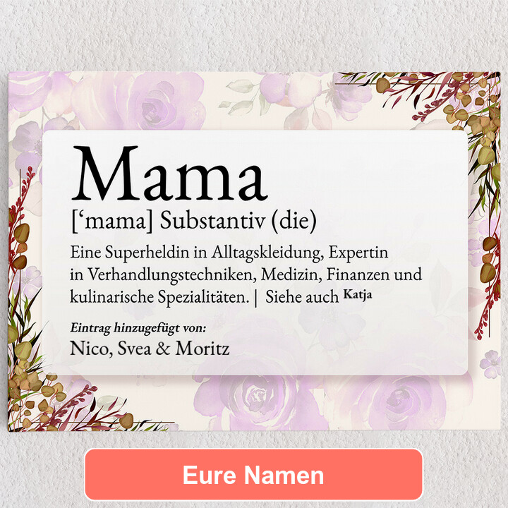Personalisiertes Leinwandbild Mama Definition