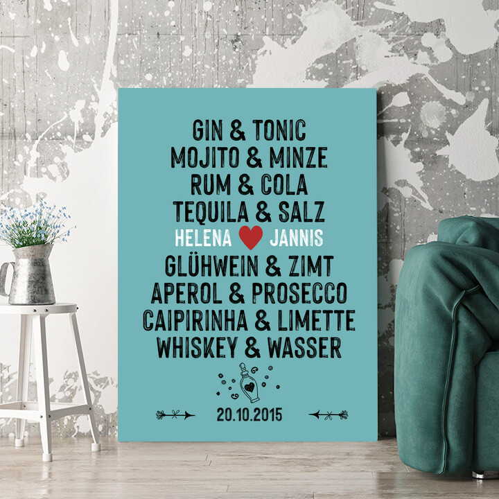 Personalisiertes Wandbild Du & Ich - Drinks