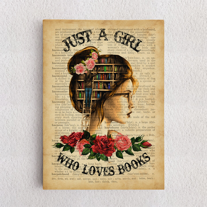 Personalisiertes Leinwandbild Girl Who Loves Books
