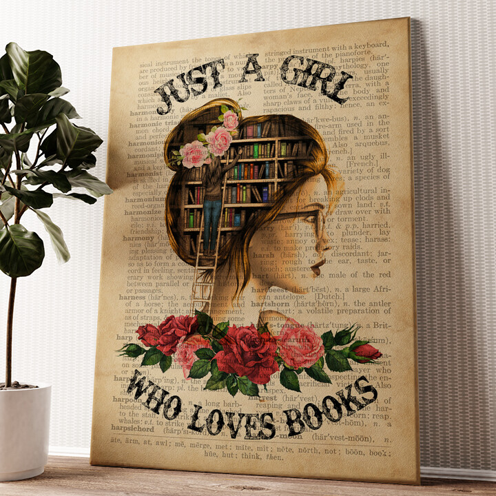 Leinwandbild personalisiert Girl Who Loves Books