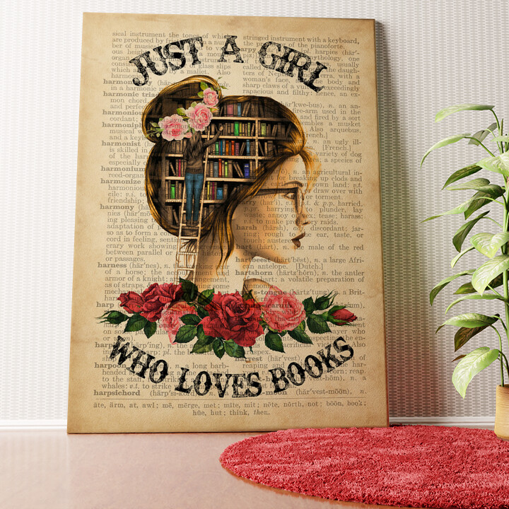 Girl Who Loves Books Wandbild personalisiert
