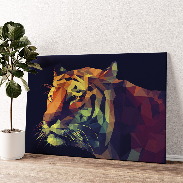 Leinwandbild personalisiert Tiger Polygon