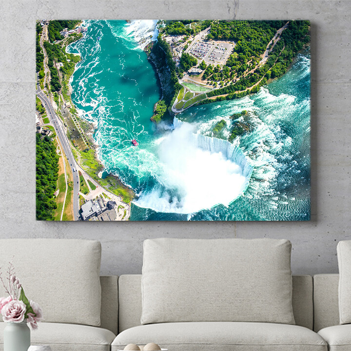 Personalisiertes Wandbild Niagara Wasserfälle Luftaufnahme