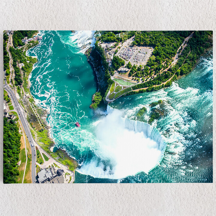Personalisiertes Leinwandbild Niagara Wasserfälle Luftaufnahme
