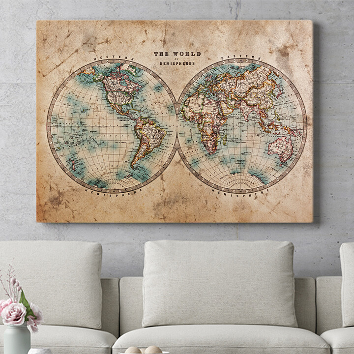 Personalisiertes Wandbild Weltkarte
