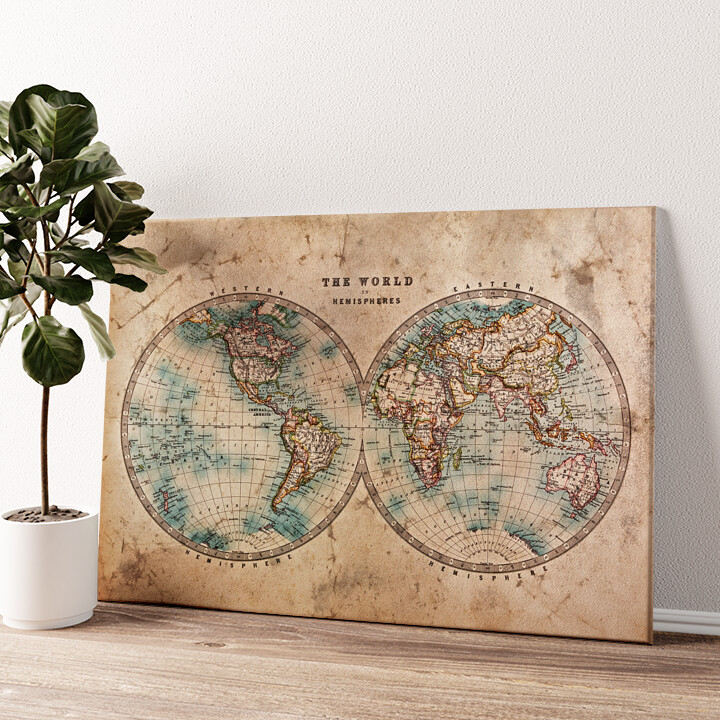 Leinwandbild personalisiert Weltkarte