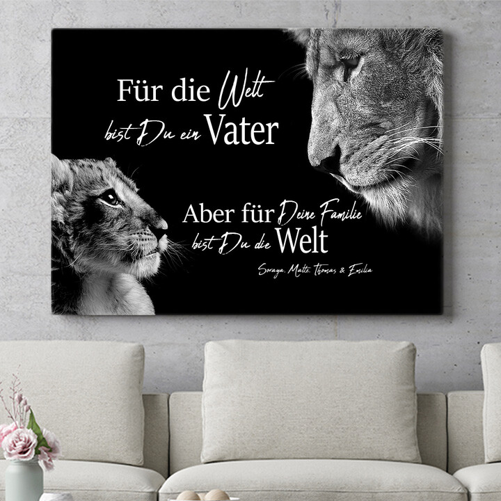 Personalisiertes Wandbild Löwenvater (Querformat)