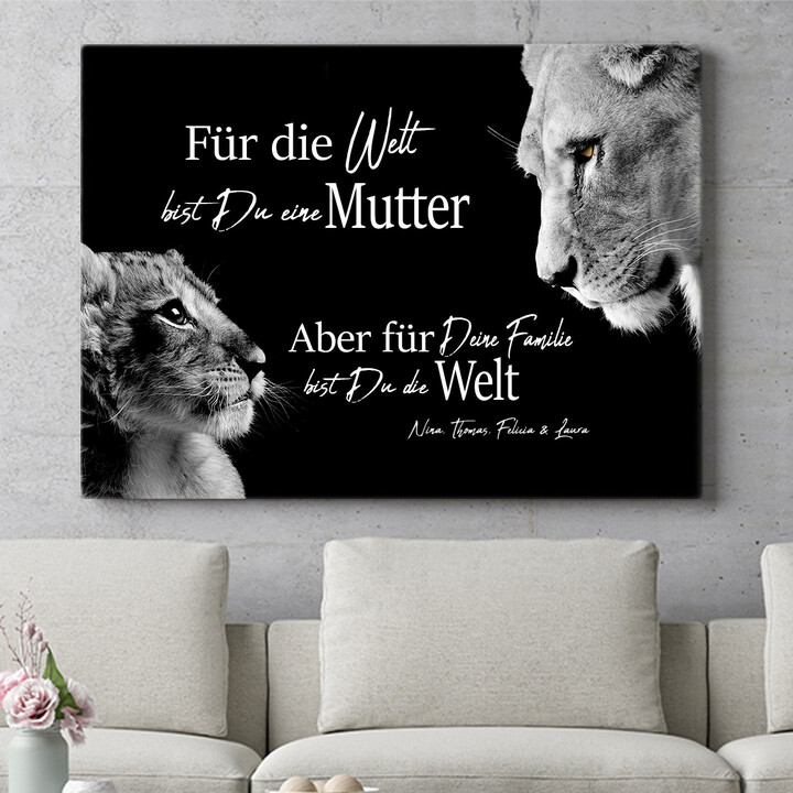 Personalisiertes Wandbild Löwenmutter (Querformat)