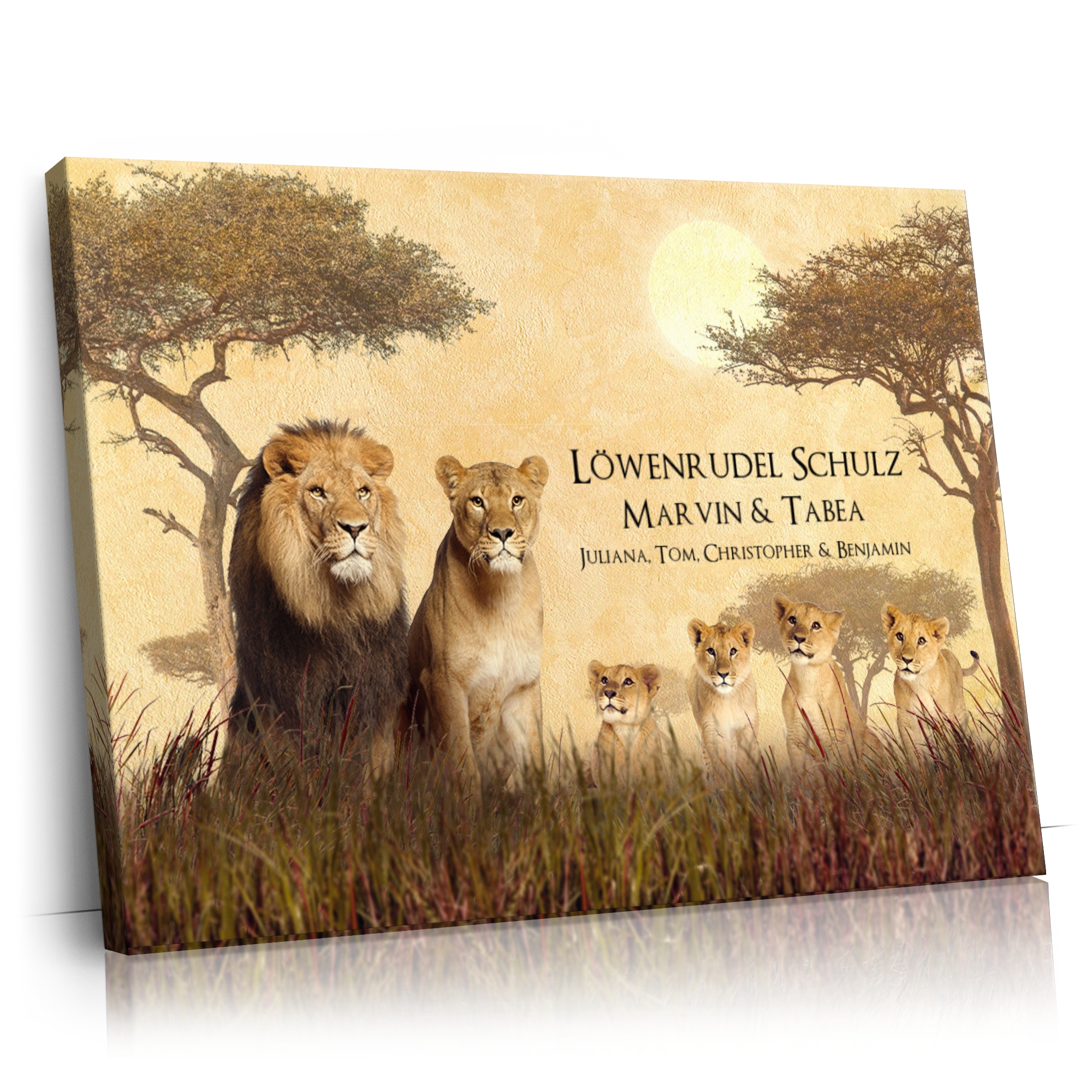 Personalisierbares Geschenk Löwenfamilie